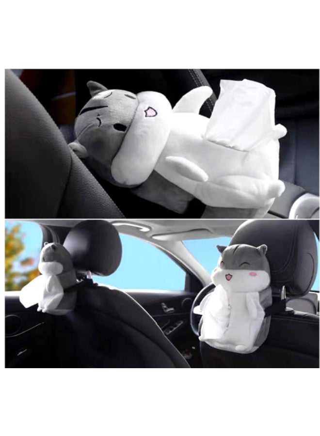 Arabest Soft Plush Tissue Holder Hanging Pouch Cute Cartoon Animals Paper Storage Tissue Tray Container Cover for Car, Home, Smiling Hamster - Image 3